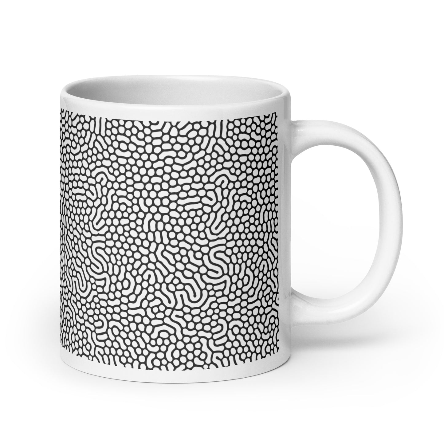 Turing Spot ceramic coffee mug - 20 oz - handle on right