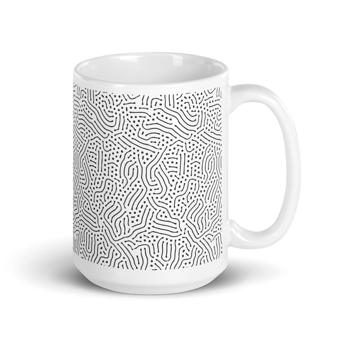 Turing Trace ceramic coffee mug - 15 oz - handle on right