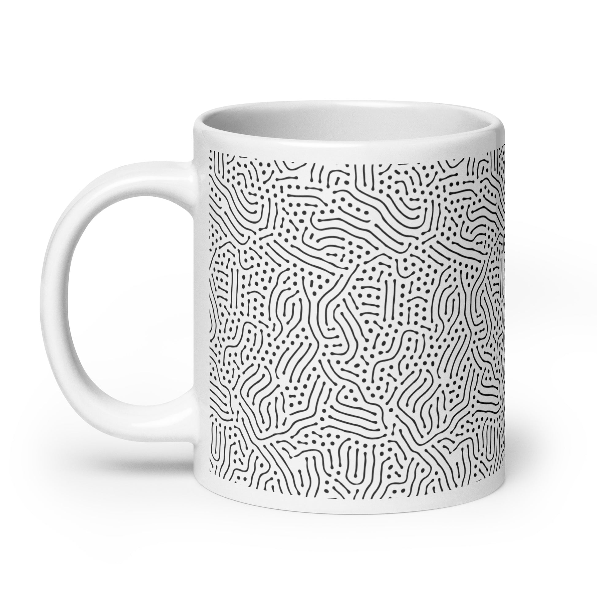 Turing Trace ceramic coffee mug - 20 oz - handle on left