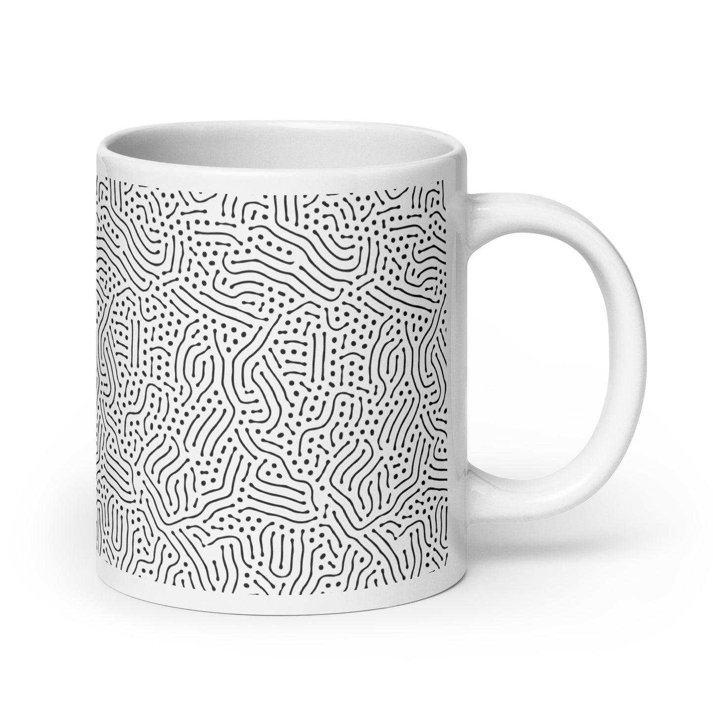 Turing Trace ceramic coffee mug - 20 oz - handle on right