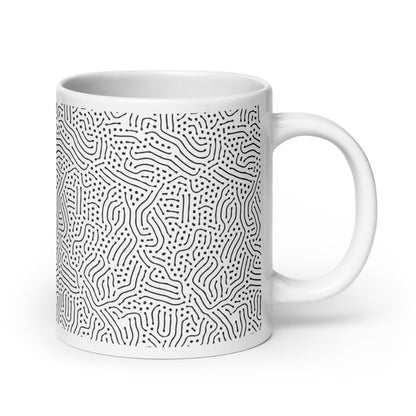 Turing Trace ceramic coffee mug - 20 oz - handle on right