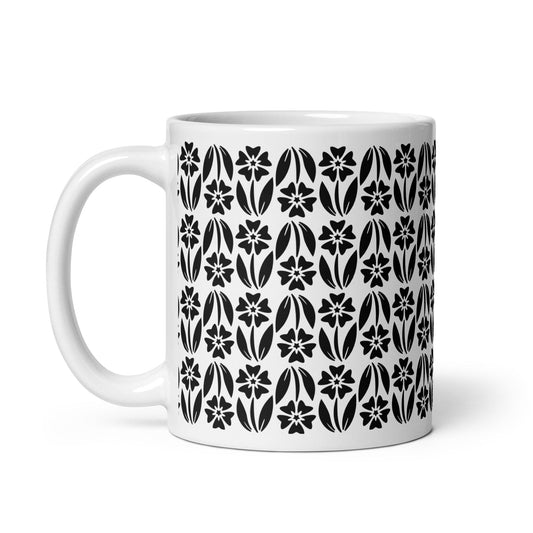Woodcut — Cosmos ceramic coffee mug - 11oz - handle on left