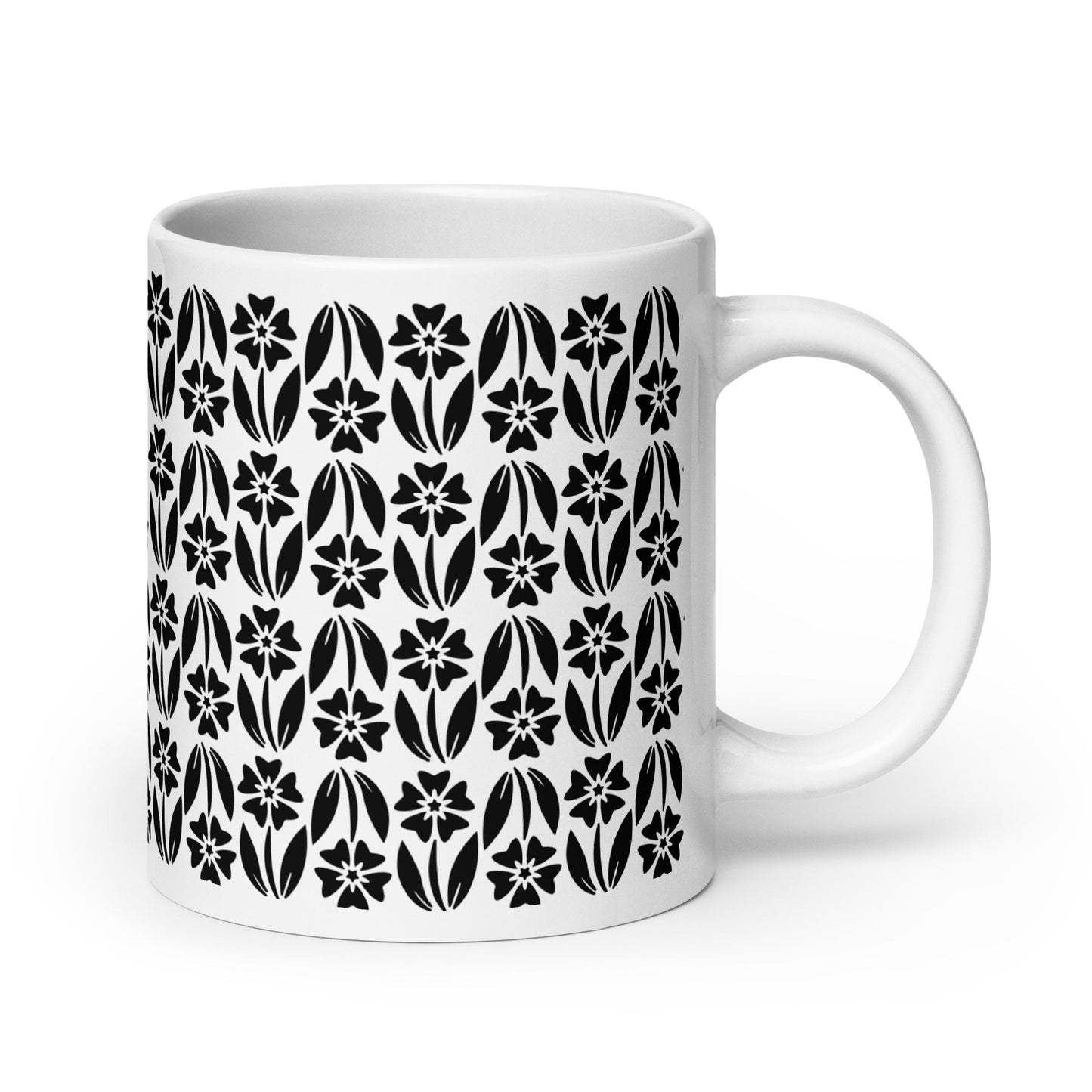 Woodcut — Cosmos ceramic coffee mug - 20oz - handle on right