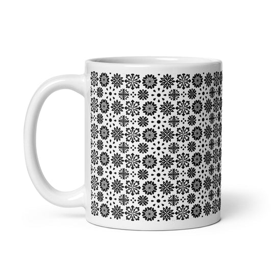 Woodcut — Flake ceramic coffee mug - 11oz - handle on left