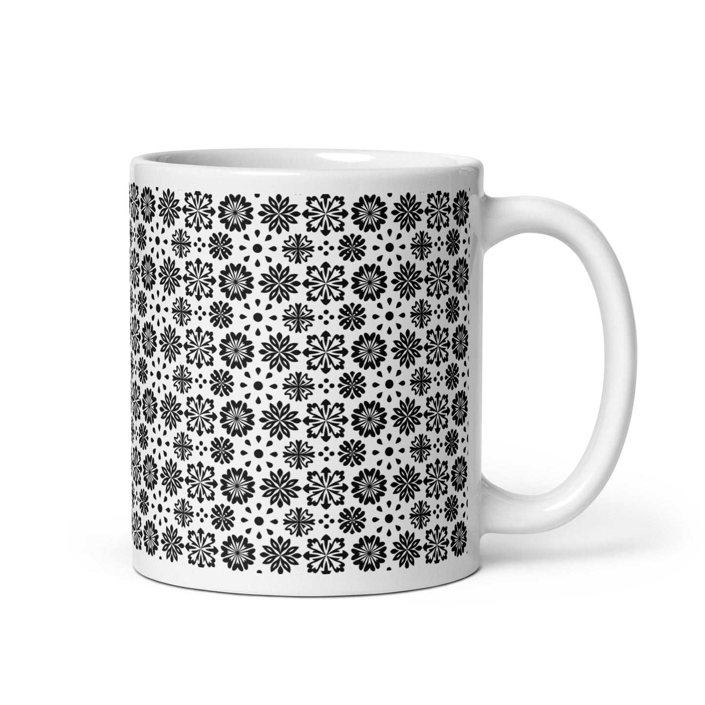 Woodcut — Flake ceramic coffee mug - 11oz - handle on right
