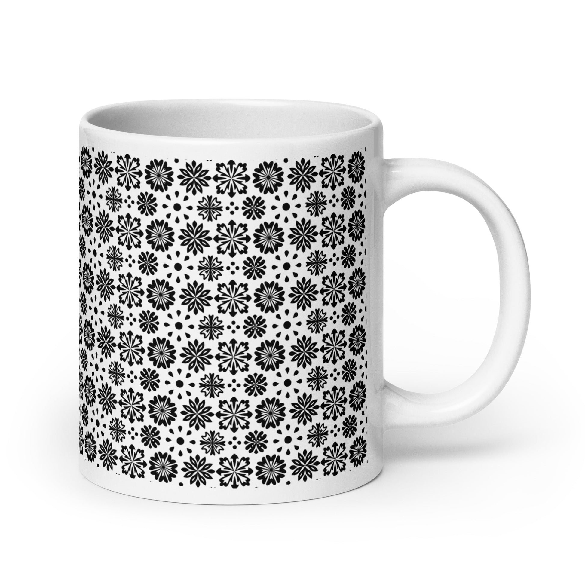 Woodcut — Flake ceramic coffee mug - 20oz - handle on right