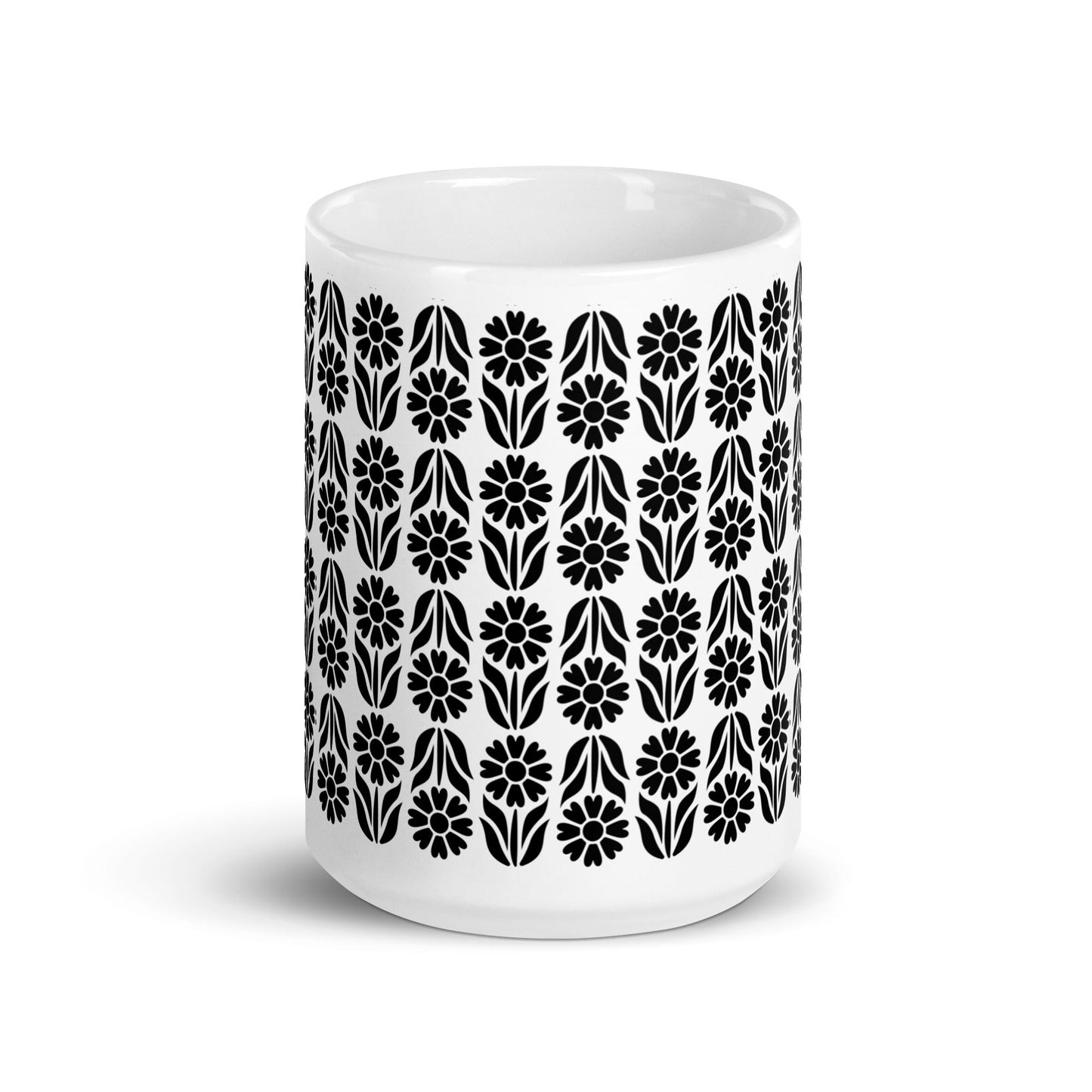 Woodcut — Petal ceramic coffee mug - 15oz - front view